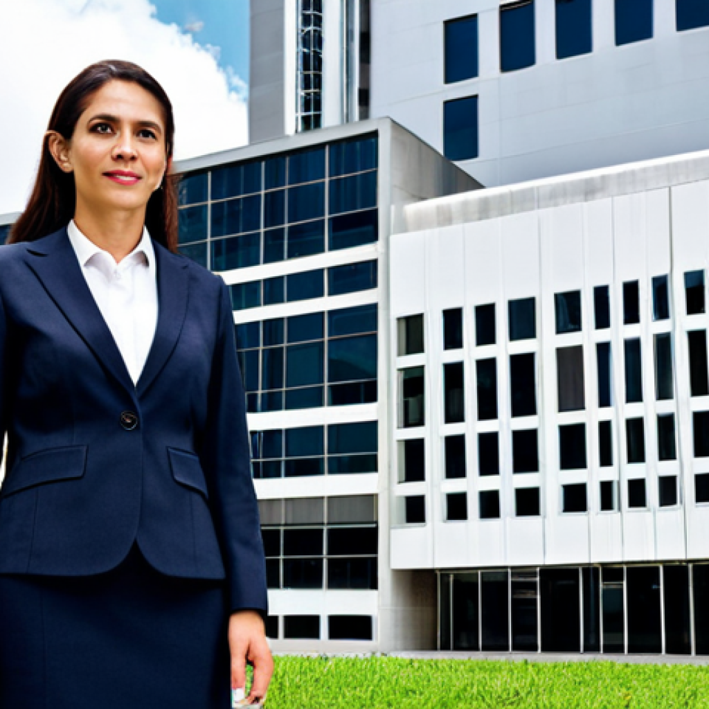 **
A professional businesswoman in a modest business suit, standing in front of a modern office building in São Paulo, Brazil, fully clothed, appropriate attire, safe for work, perfect anatomy, natural proportions, professional photography, high quality, family-friendly.
**