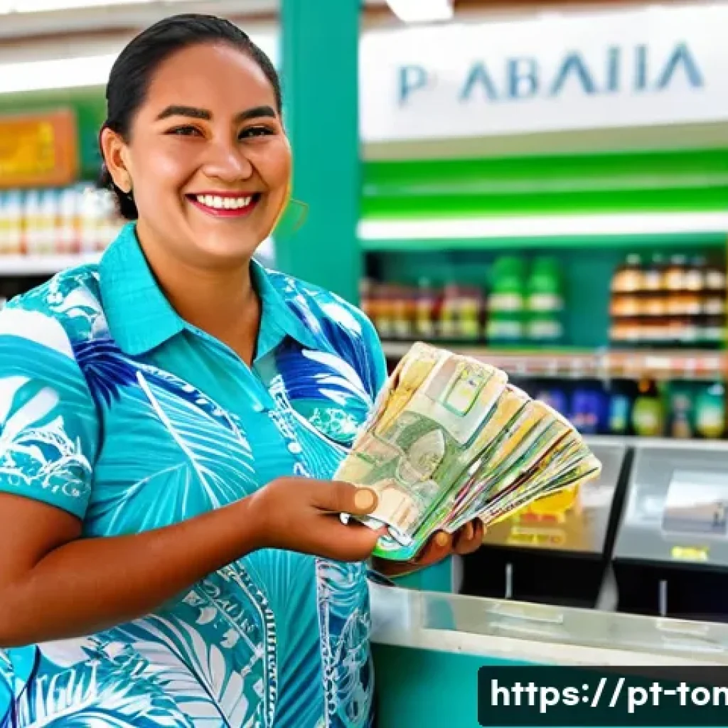 통가에서 신용카드 사용 - **Image Prompt 1: "Tongan Financial Contrast: City Convenience to Island Charm"**
A vibrant dipt...