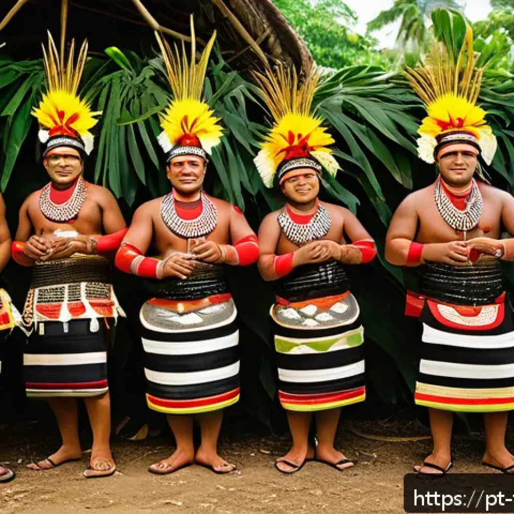 통가 부족 간의 관계 - A vibrant traditional ceremony of the Tonga tribe in a lush village setting, featuring members weari...